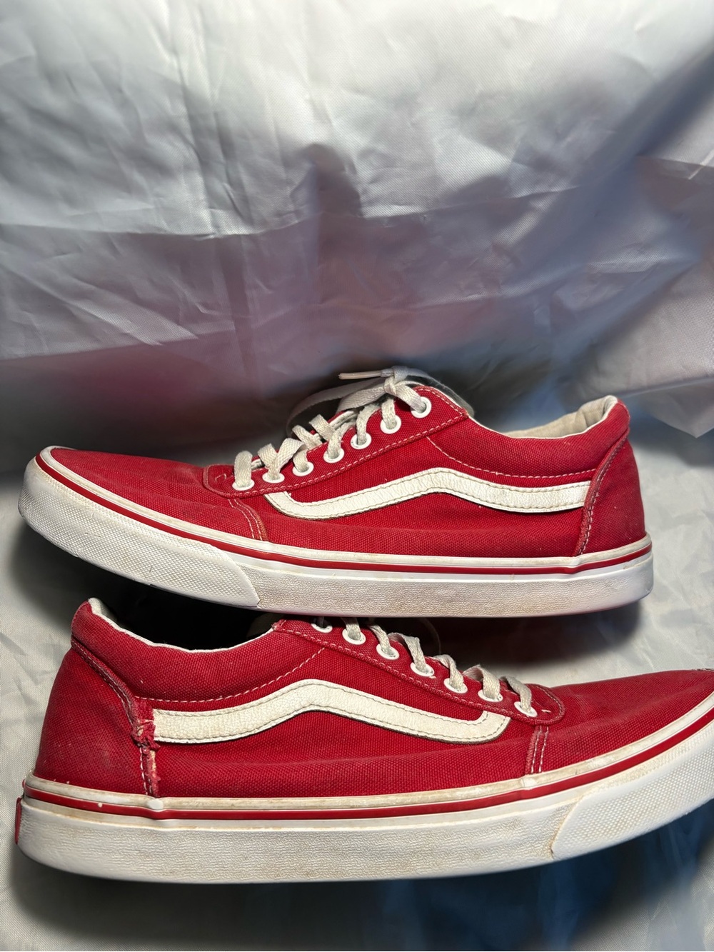 Vans Old Skool/Ward Red Canvas Low-Top Sneakers with White Stripe